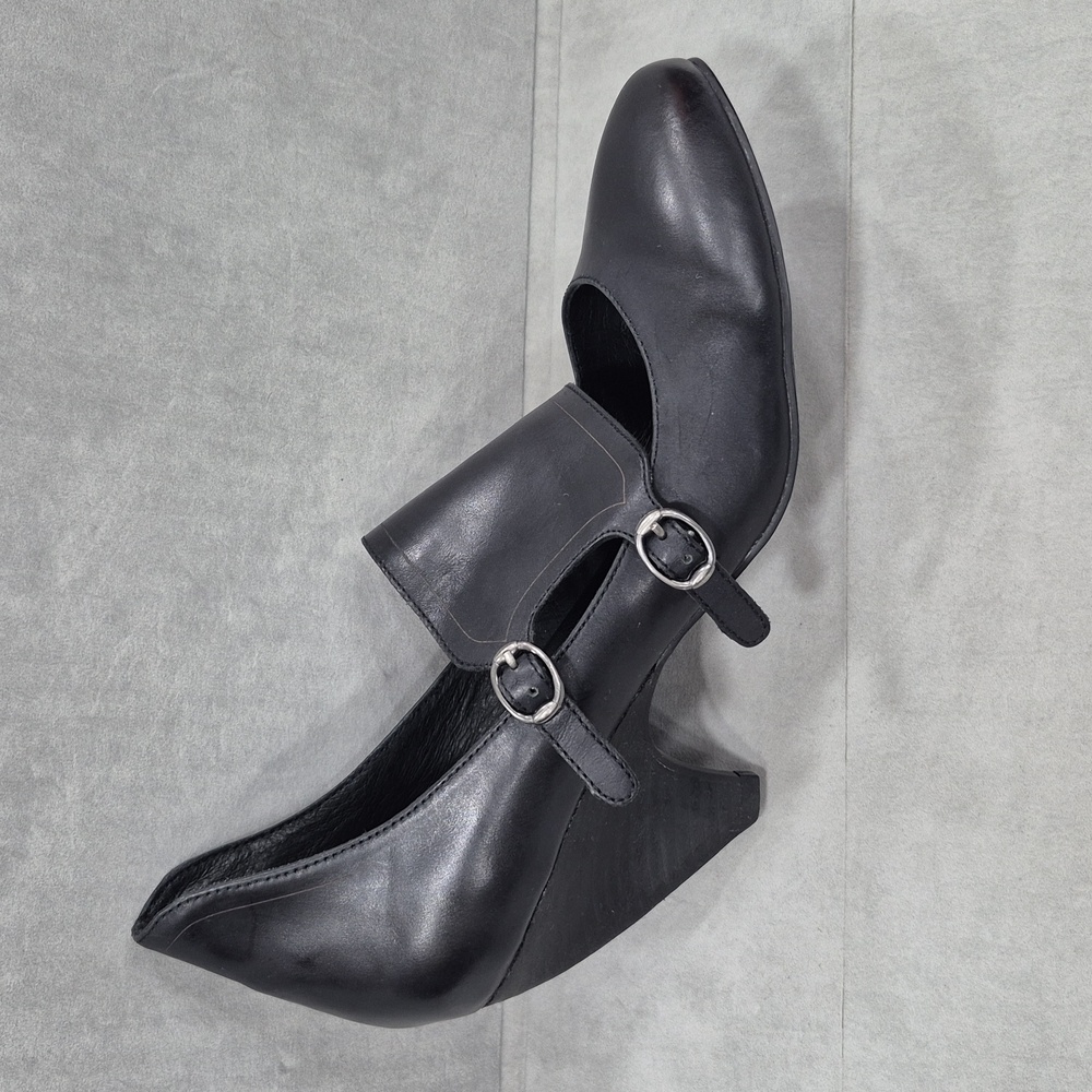 Max Studio Beau pumps women's 8 black fine leather double monk strap - Picture 15 of 16